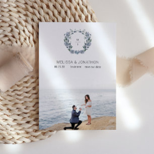 Verstaubte Pastellblaue Blumen Braut Save The Date