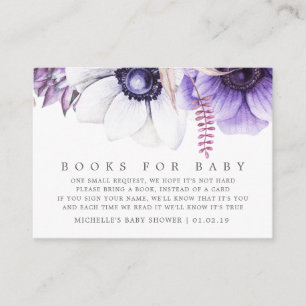 Verstaubte violette Aquarell-Blumen-Baby-Buch-Anfr Begleitkarte