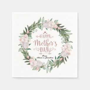Verstaubter rosa Blumenkranz Alles Gute zum Mutter Serviette