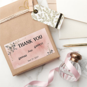 Verstaubtes Rosa Botanisches florales Hochzeit Rechteckiger Aufkleber