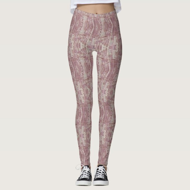 Verstaubtes Rosen-Abstraktes Textilmuster Leggings (Vorderseite)