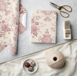 Verstaubtes Rosenrot Französisches Toile Geschenkpapier