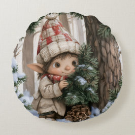 Versteck-Elf Rundes Kissen