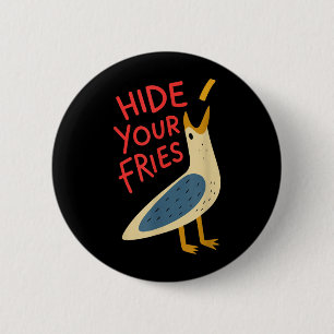 Verstecke Pommes Frites Lustiges Meme Möwe Männer Button