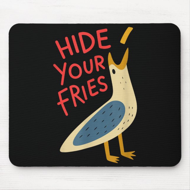Verstecke Pommes Frites Lustiges Meme Möwe Männer  Mousepad (Vorne)