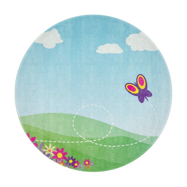 VERSTECKEN MIT SCHALTFLÄCHE UND BLUME SCHNEIDEBRETT (Vorderseite)