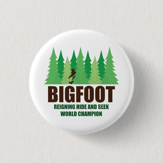 Verstecken-Weltmeister Bigfoots Sasquatch Button (Vorderseite)