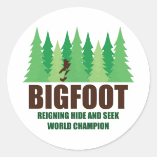 Verstecken-Weltmeister Bigfoots Sasquatch Runder Aufkleber
