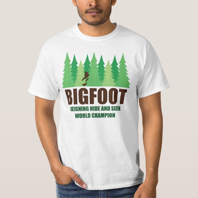 Verstecken-Weltmeister Bigfoots Sasquatch T-Shirt (Vorderseite)