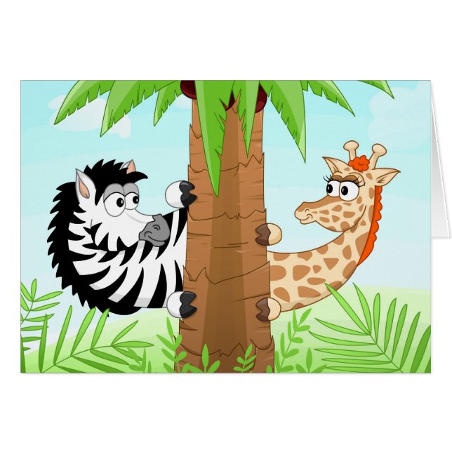 Versteckender Zebra und Giraffe (Vorderseite (Horizontal))