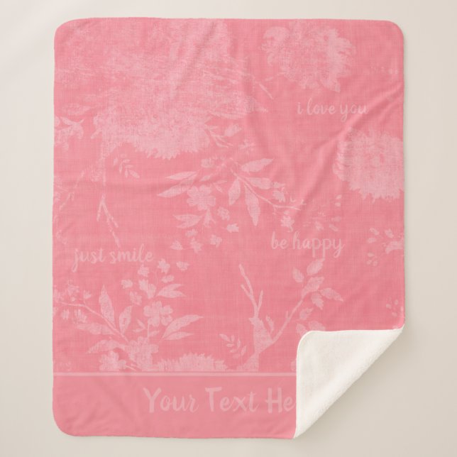 Versteckte Botschaften Hübsch rosa Blüte Sherpadecke (Vorderseite)