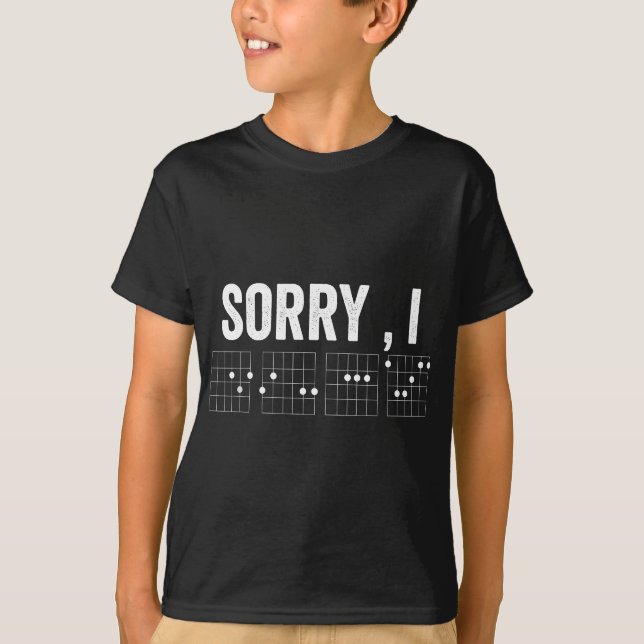 Versteckte Nachricht Sorry I-DGAF Akkorde Gitarre T-Shirt (Vorderseite)