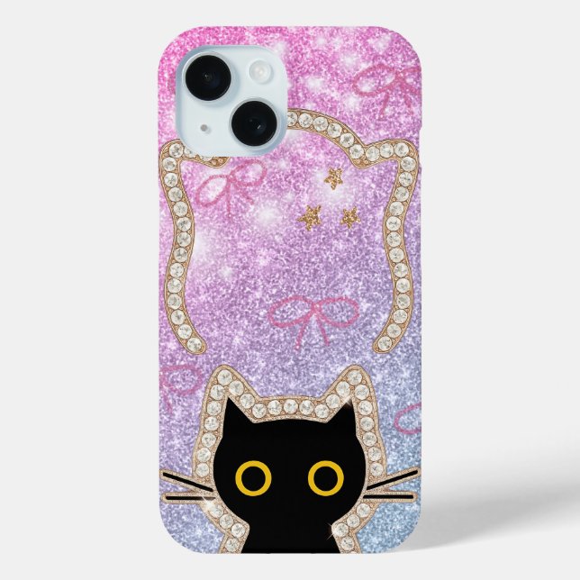Versteckte schwarze Katze, die hervorlugt, süße Ka Case-Mate iPhone Hülle (Rückseite)