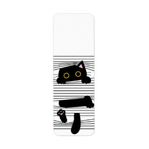 Versteckte schwarze Katze Süß Lustig Minimalistisc