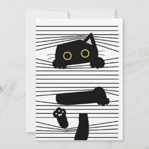 Versteckte schwarze Katze Süß Lustig Minimalistisc Einladung