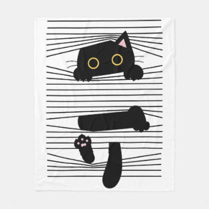 Versteckte schwarze Katze Süß Lustig Minimalistisc Fleecedecke