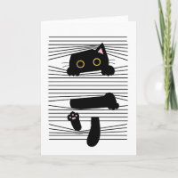 Versteckte schwarze Katze Süß Lustig Minimalistisc