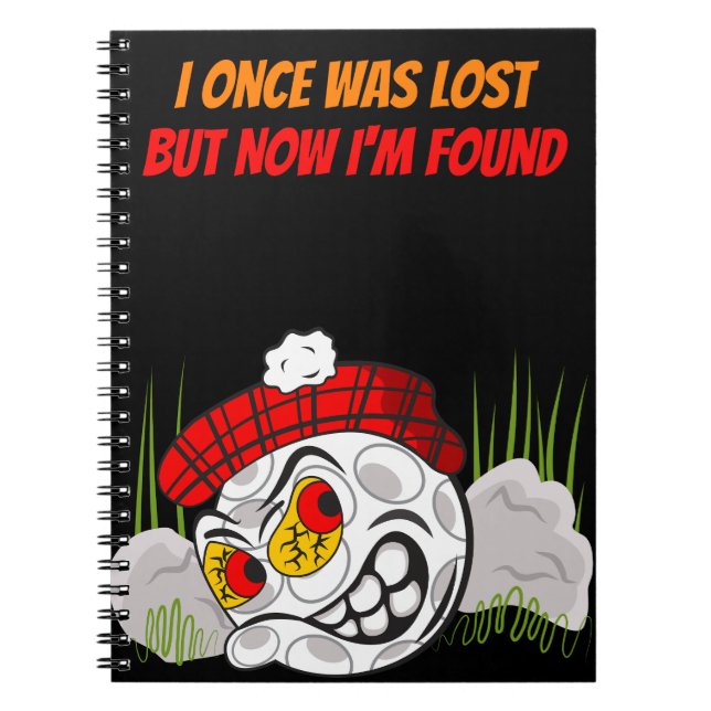 Versteckter Cartoon Golf Ball mit lustigem Zitat,  Notizblock (Vorderseite)