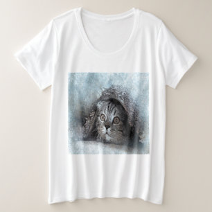 Versteckter Kitten Plus Großformatige Frauen T - Große Größe T-Shirt