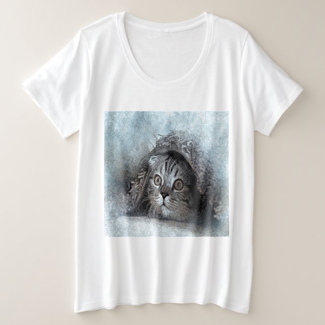 Versteckter Kitten Plus Großformatige Frauen T - S Große Größe T-Shirt (Design vorne)