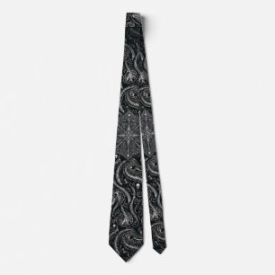 Versteckter Schädel & Wirbelsäule Paisley Silber Krawatte