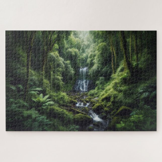 Versteckter Wasserfall - atemberaubende Landschaft Puzzle (Horizontal)
