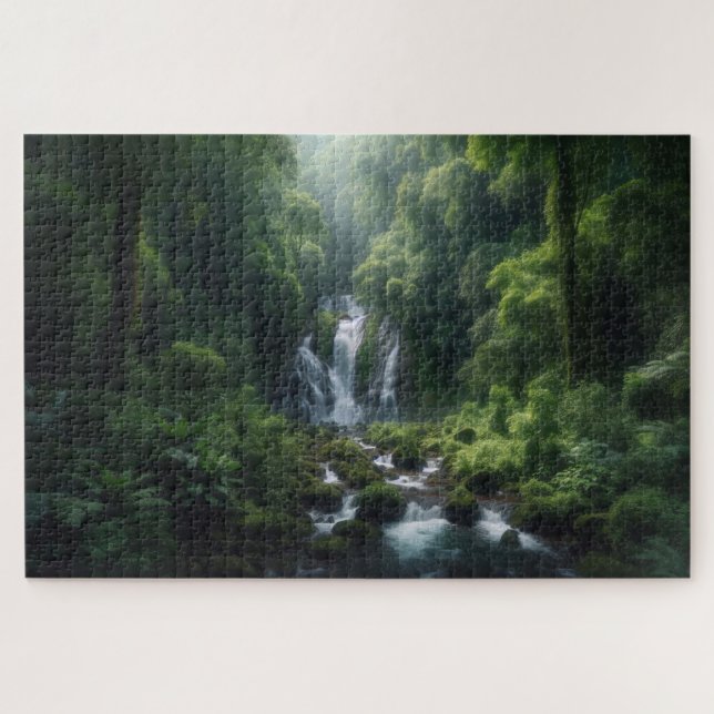 Versteckter Wasserfall - atemberaubende Landschaft Puzzle (Horizontal)