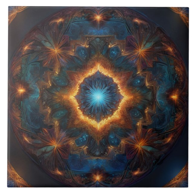 Verstecktes Feuer dunkel Abstrakt Fliese (Vorderseite)