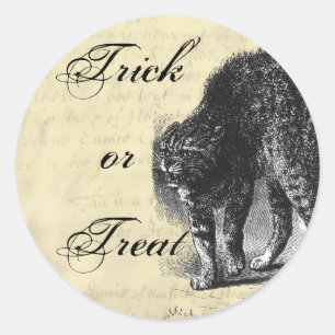 Versteinerte Halloween-Katze Runder Aufkleber