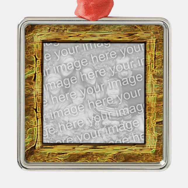 Versteinerte Holzrahmen Ornament Aus Metall (Vorne)