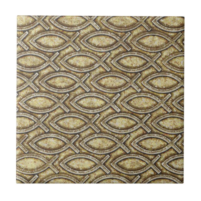 VERSTEINERTE JESUS-FISCHE FLIESE (Vorderseite)