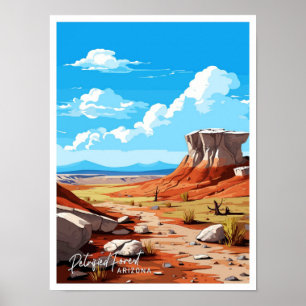 Versteinerter Wald Arizona Art Travel Illustration Poster