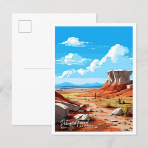 Versteinerter Wald Arizona Kunst Reise Illustratio Postkarte