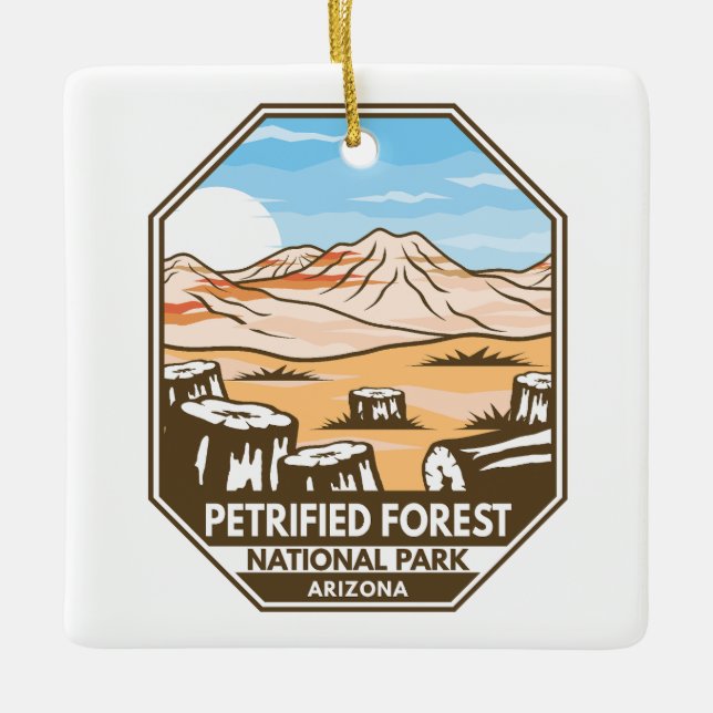 Versteinerter Wald Nationalpark Minimal Retro Keramikornament (Vorderseite)