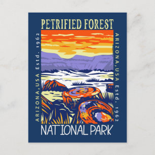 Versteinerter Wald Nationalpark Vintage Distressed Postkarte
