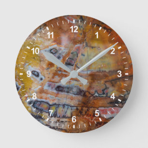 Versteinertes Holz Braun Runde Wanduhr