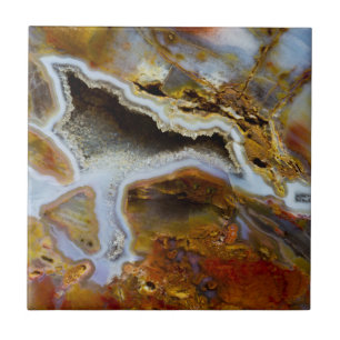 Versteinertes Holz mit Kristallen Fliese