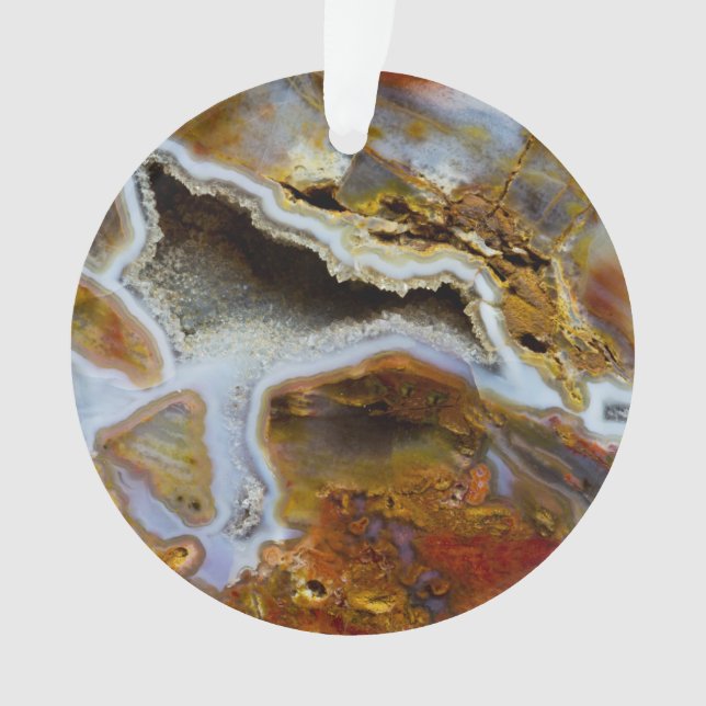 Versteinertes Holz mit Kristallen Ornament (Vorderseite)