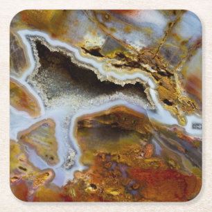 Versteinertes Holz mit Kristallen Rechteckiger Pappuntersetzer