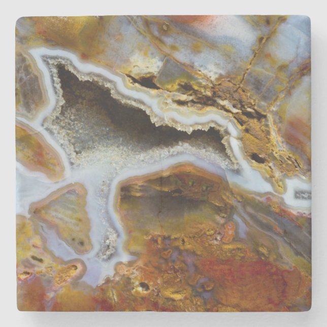 Versteinertes Holz mit Kristallen Steinuntersetzer (Vorderseite)