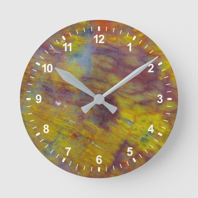 versteinertes Holz Runde Wanduhr (Vorderseite)