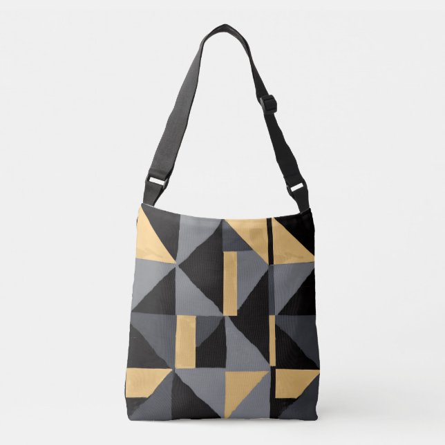 Verstellbare Tasche – Geometrie Schwarz Gold (Vorderseite)