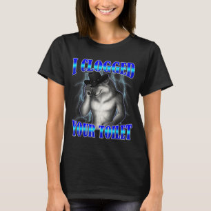 Verstopfte Toilette lustiger Alpha-Wolf-Meme Gehir T-Shirt