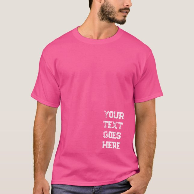 Verstörter Text Mens Moderne Vorlage Wow Pink T-Shirt (Vorderseite)