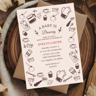 Verstreute handgezeichnete Café-Baby-Party Einladung