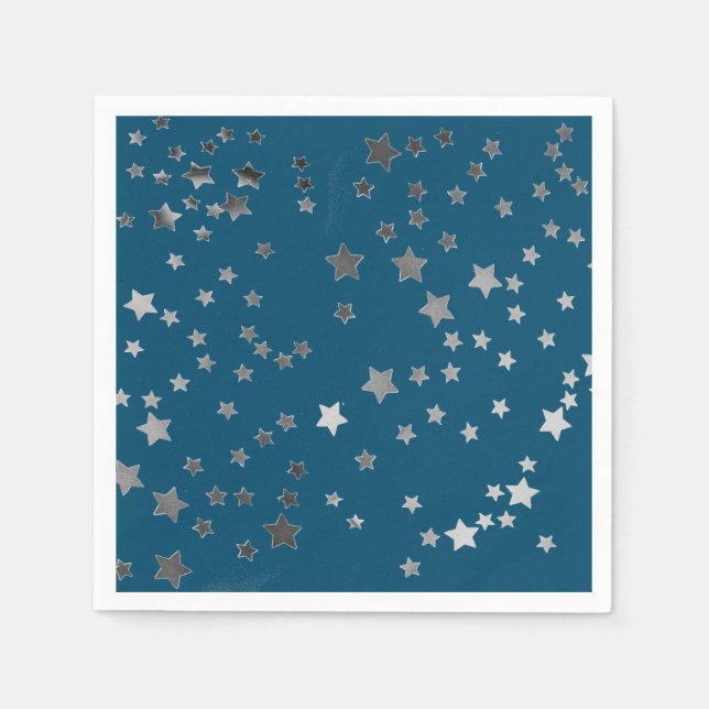 Verstreute Sterne auf Blau Serviette (Vorderseite)