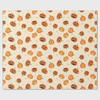 Verstreutes Halloween-Kürbismuster auf weicher Cre Geschenkpapier