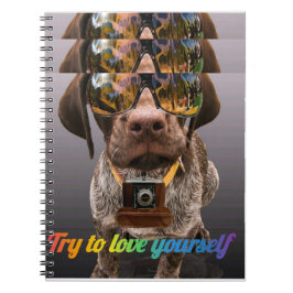 Versuche, dich selbst zu Liebe | Niedlicher Hund m Notizblock