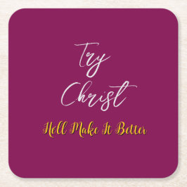 Versuchen Sie Christ Burgundy Rechteckiger Pappuntersetzer