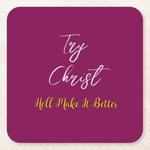 Versuchen Sie Christ Burgundy Rechteckiger Pappuntersetzer